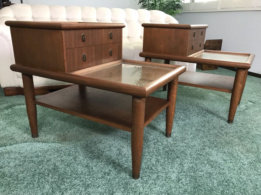 Pair Of Custom Wooden Mid-Century Side Tables Designed By Freemason / Hollywood Movie Studio Furniture Maker Frank J. Pierce 20W X 30D X 25H [Photo 10]