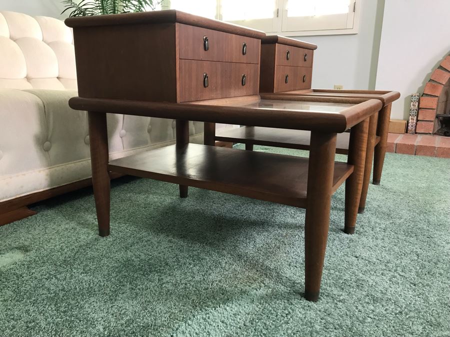 Pair Of Custom Wooden Mid-Century Side Tables Designed By Freemason / Hollywood Movie Studio Furniture Maker Frank J. Pierce 20W X 30D X 25H [Photo 6]