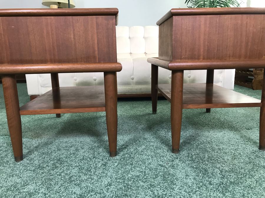 Pair Of Custom Wooden Mid-Century Side Tables Designed By Freemason / Hollywood Movie Studio Furniture Maker Frank J. Pierce 20W X 30D X 25H [Photo 14]