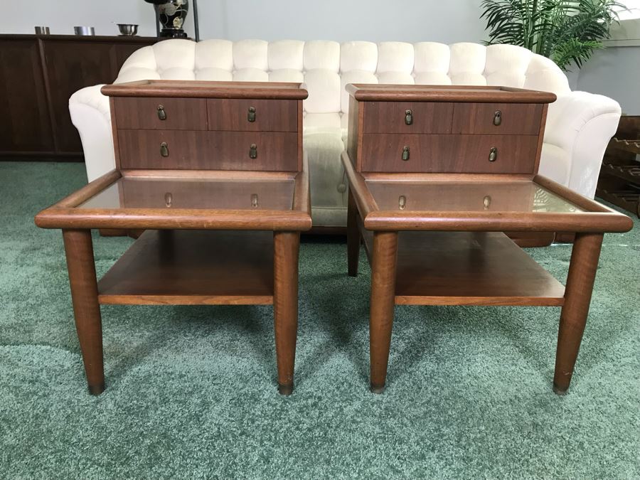 Pair Of Custom Wooden Mid-Century Side Tables Designed By Freemason / Hollywood Movie Studio Furniture Maker Frank J. Pierce 20W X 30D X 25H [Photo 4]