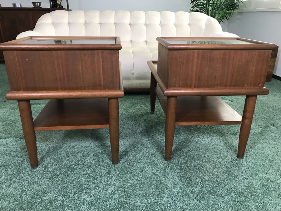 Pair Of Custom Wooden Mid-Century Side Tables Designed By Freemason / Hollywood Movie Studio Furniture Maker Frank J. Pierce 20W X 30D X 25H [Photo 13]
