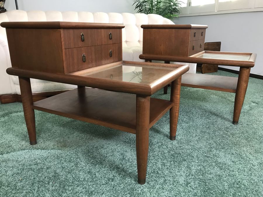 Pair Of Custom Wooden Mid-Century Side Tables Designed By Freemason / Hollywood Movie Studio Furniture Maker Frank J. Pierce 20W X 30D X 25H [Photo 11]