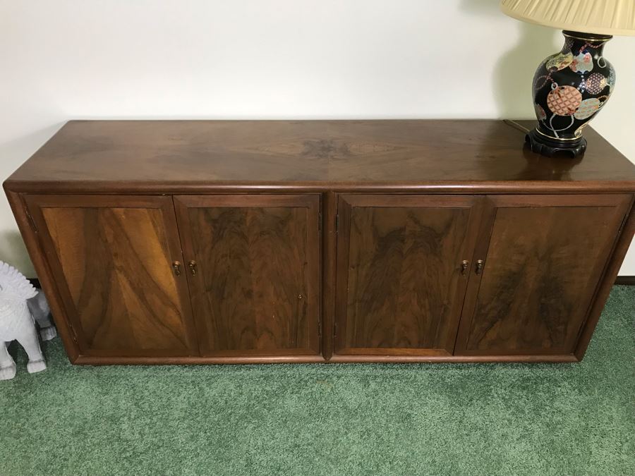 Custom Wooden Mid-Century Credenza Cabinet With Adjustable Shelving Designed By Freemason / Hollywood Movie Studio Furniture Maker Frank J. Pierce 75W X 19D X 32.5H [Photo 6]