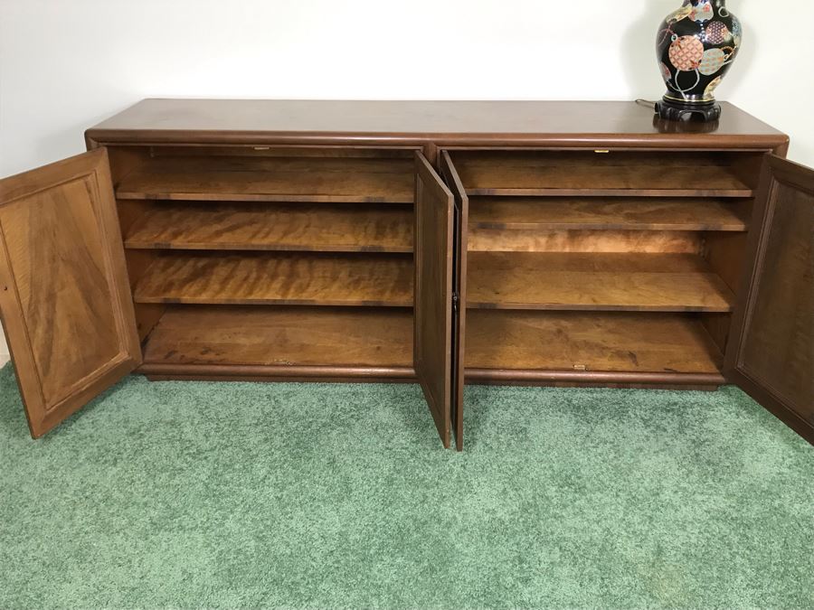 Custom Wooden Mid-Century Credenza Cabinet With Adjustable Shelving Designed By Freemason / Hollywood Movie Studio Furniture Maker Frank J. Pierce 75W X 19D X 32.5H [Photo 13]