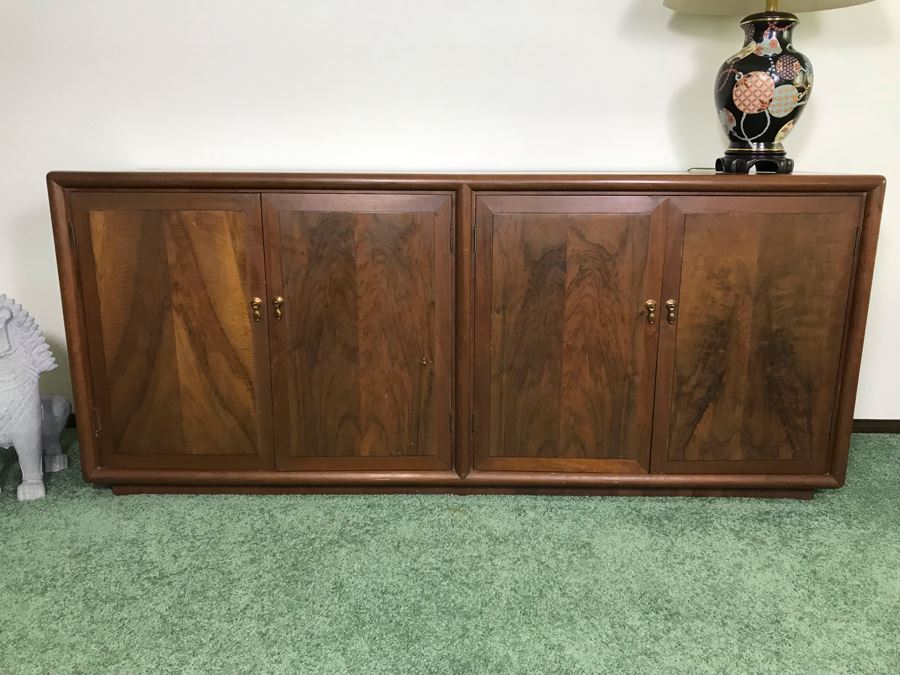 Custom Wooden Mid-Century Credenza Cabinet With Adjustable Shelving Designed By Freemason / Hollywood Movie Studio Furniture Maker Frank J. Pierce 75W X 19D X 32.5H [Photo 5]