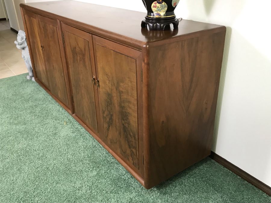 Custom Wooden Mid-Century Credenza Cabinet With Adjustable Shelving Designed By Freemason / Hollywood Movie Studio Furniture Maker Frank J. Pierce 75W X 19D X 32.5H [Photo 12]