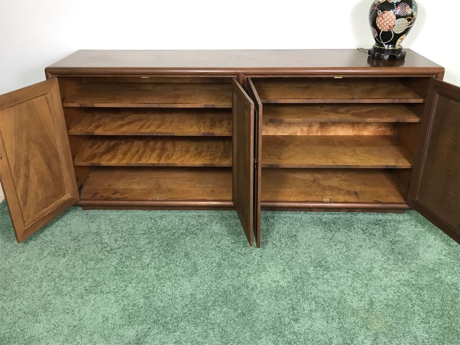 Custom Wooden Mid-Century Credenza Cabinet With Adjustable Shelving Designed By Freemason / Hollywood Movie Studio Furniture Maker Frank J. Pierce 75W X 19D X 32.5H [Photo 2]