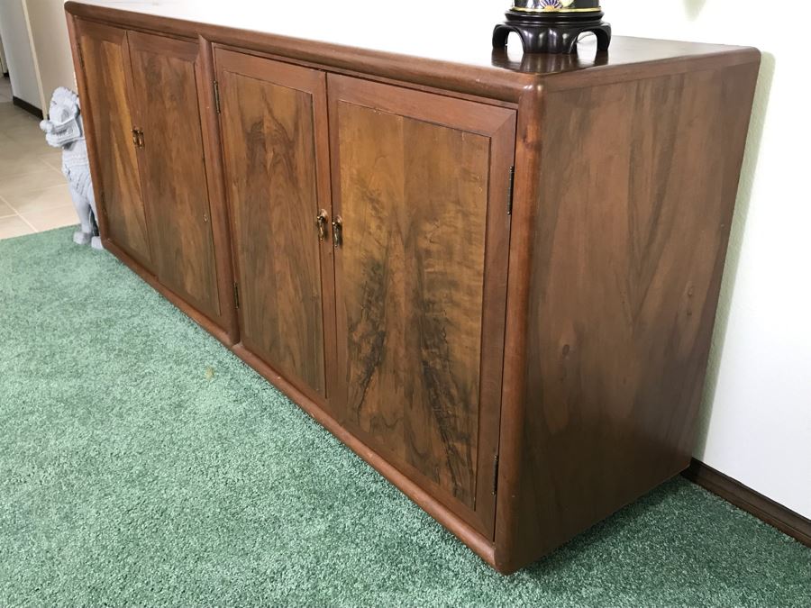 Custom Wooden Mid-Century Credenza Cabinet With Adjustable Shelving Designed By Freemason / Hollywood Movie Studio Furniture Maker Frank J. Pierce 75W X 19D X 32.5H [Photo 9]