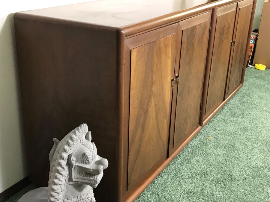 Custom Wooden Mid-Century Credenza Cabinet With Adjustable Shelving Designed By Freemason / Hollywood Movie Studio Furniture Maker Frank J. Pierce 75W X 19D X 32.5H [Photo 18]