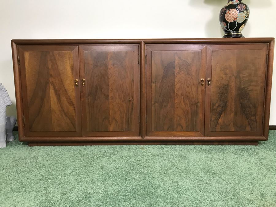Custom Wooden Mid-Century Credenza Cabinet With Adjustable Shelving Designed By Freemason / Hollywood Movie Studio Furniture Maker Frank J. Pierce 75W X 19D X 32.5H [Photo 4]