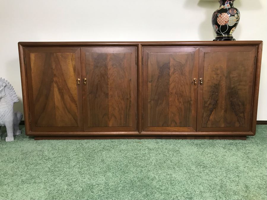 Custom Wooden Mid-Century Credenza Cabinet With Adjustable Shelving Designed By Freemason / Hollywood Movie Studio Furniture Maker Frank J. Pierce 75W X 19D X 32.5H [Photo 3]