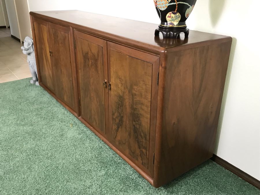 Custom Wooden Mid-Century Credenza Cabinet With Adjustable Shelving Designed By Freemason / Hollywood Movie Studio Furniture Maker Frank J. Pierce 75W X 19D X 32.5H [Photo 10]