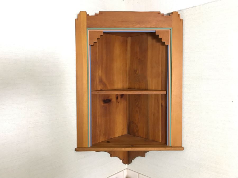 Wooden Southwest Design Corner Mounted Shelving Unit 24W X 12D X 32H [Photo 1]