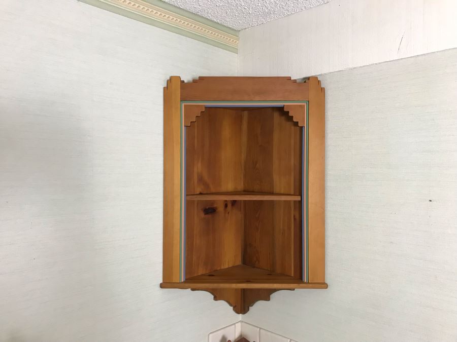 Wooden Southwest Design Corner Mounted Shelving Unit 24W X 12D X 32H [Photo 3]