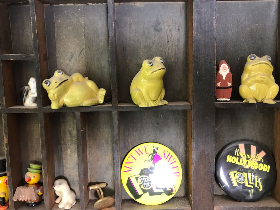 Vintage Printers Typeset Drawer Filled With Various Items (See Photos) 32.5W X 15H [Photo 17]