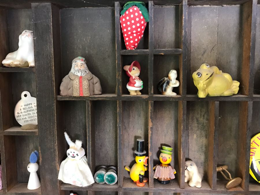 Vintage Printers Typeset Drawer Filled With Various Items (See Photos) 32.5W X 15H [Photo 16]