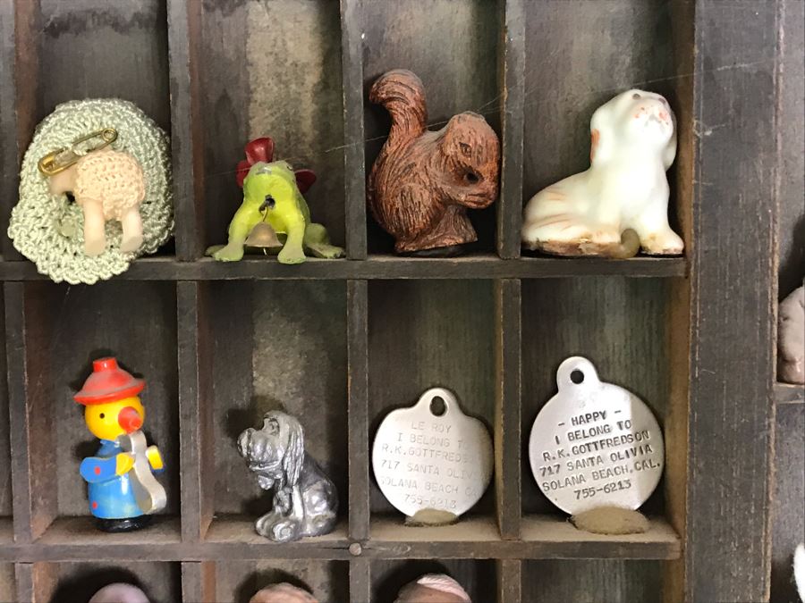 Vintage Printers Typeset Drawer Filled With Various Items (See Photos) 32.5W X 15H [Photo 10]