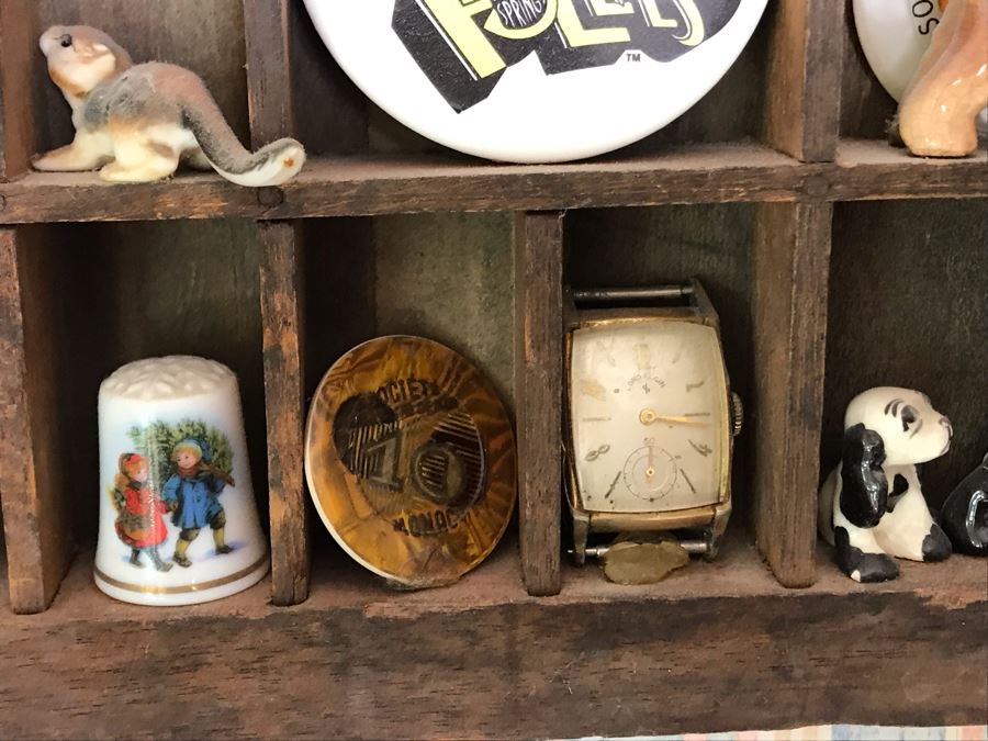 Vintage Printers Typeset Drawer Filled With Various Items (See Photos) 32.5W X 15H [Photo 13]
