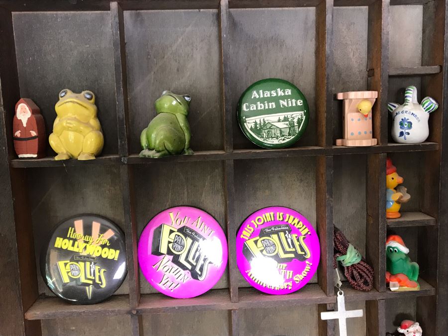 Vintage Printers Typeset Drawer Filled With Various Items (See Photos) 32.5W X 15H [Photo 18]