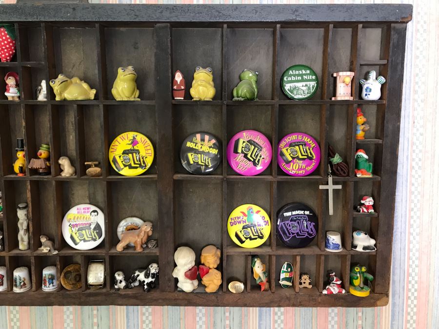 Vintage Printers Typeset Drawer Filled With Various Items (See Photos) 32.5W X 15H [Photo 5]