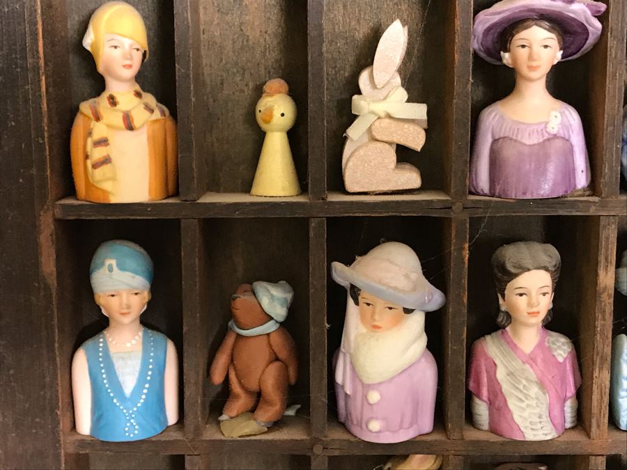 Vintage Printers Typeset Drawer Filled With Various Items (See Photos) 32.5W X 15H [Photo 8]