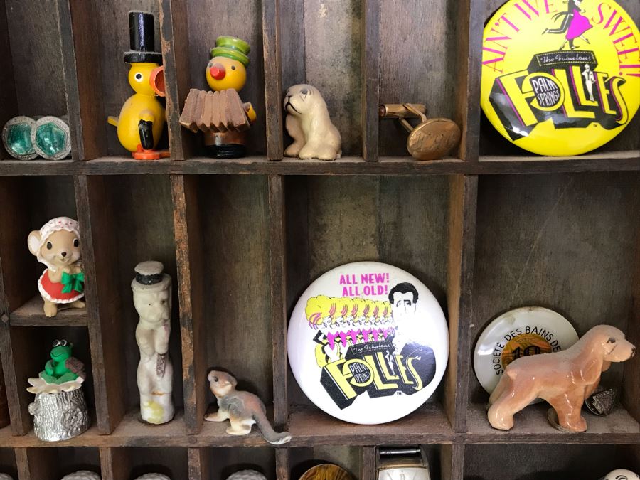 Vintage Printers Typeset Drawer Filled With Various Items (See Photos) 32.5W X 15H [Photo 15]