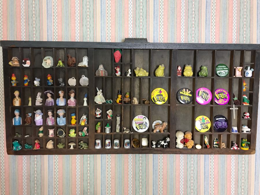Vintage Printers Typeset Drawer Filled With Various Items (See Photos) 32.5W X 15H [Photo 2]