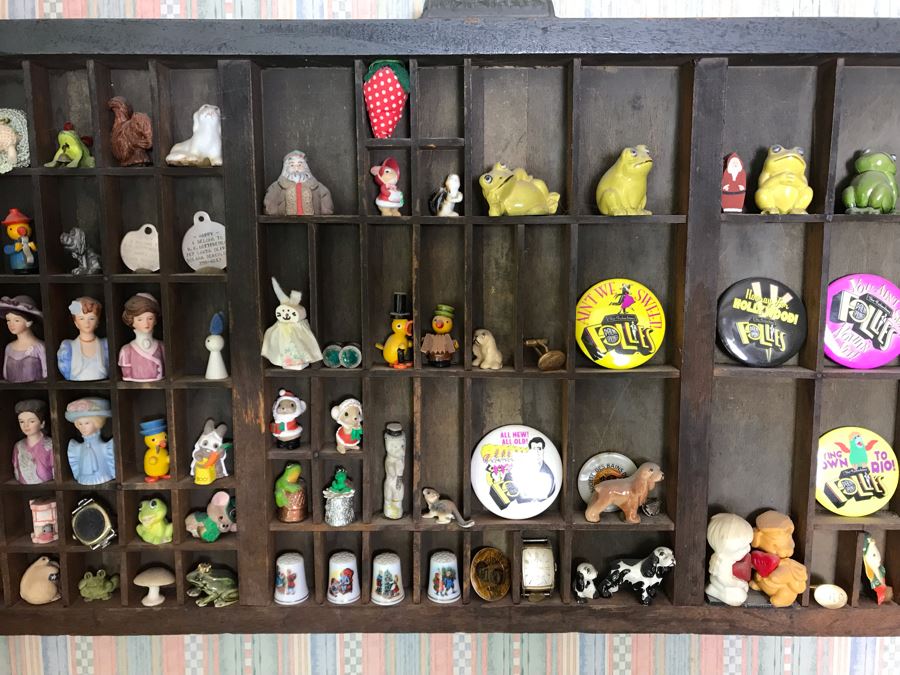 Vintage Printers Typeset Drawer Filled With Various Items (See Photos) 32.5W X 15H [Photo 4]