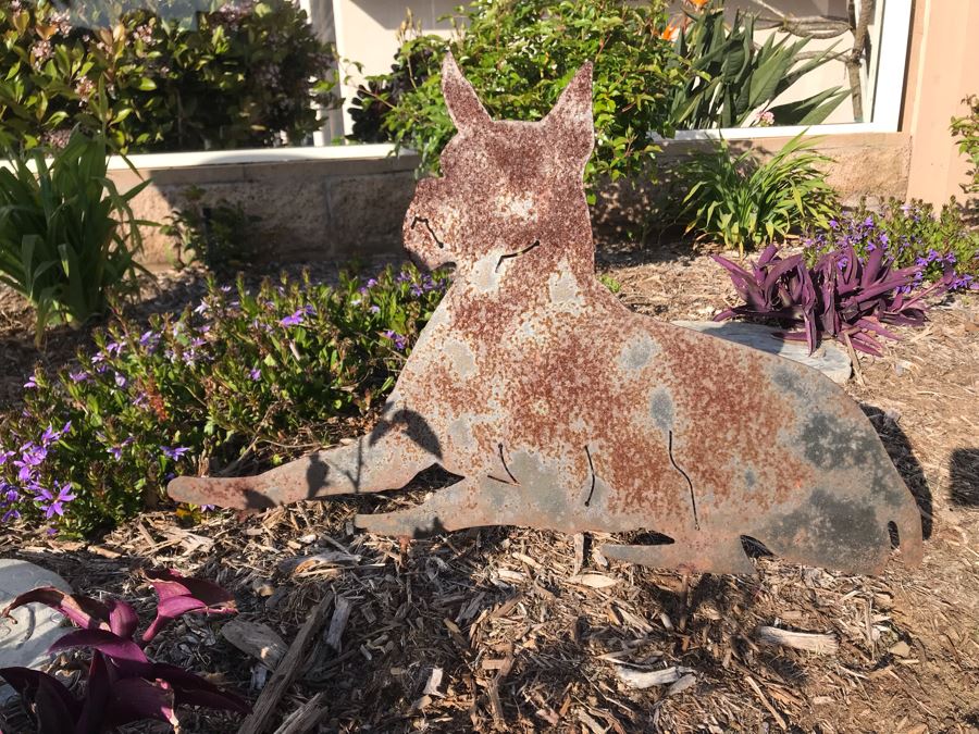 Metal Cut Out Sculpture Of Boxer Dog Garden Decor