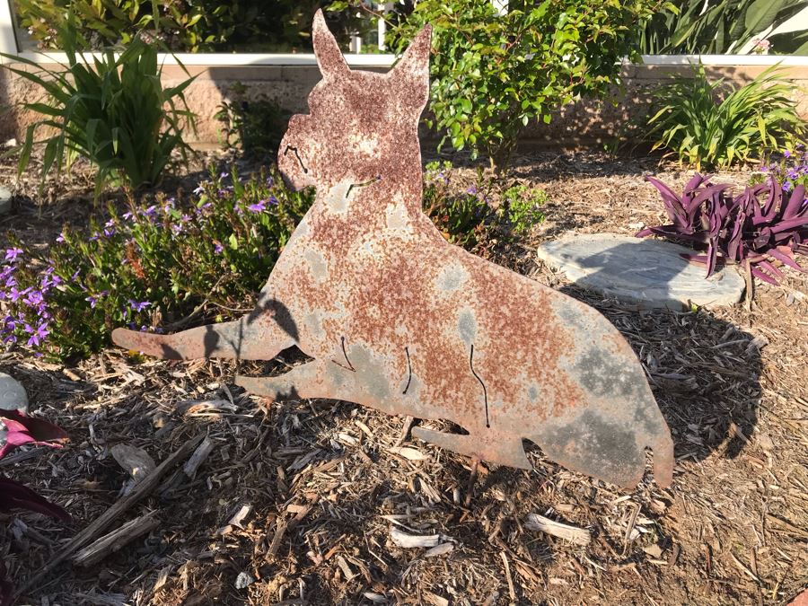 Metal Cut Out Sculpture Of Boxer Dog Garden Decor [Photo 5]