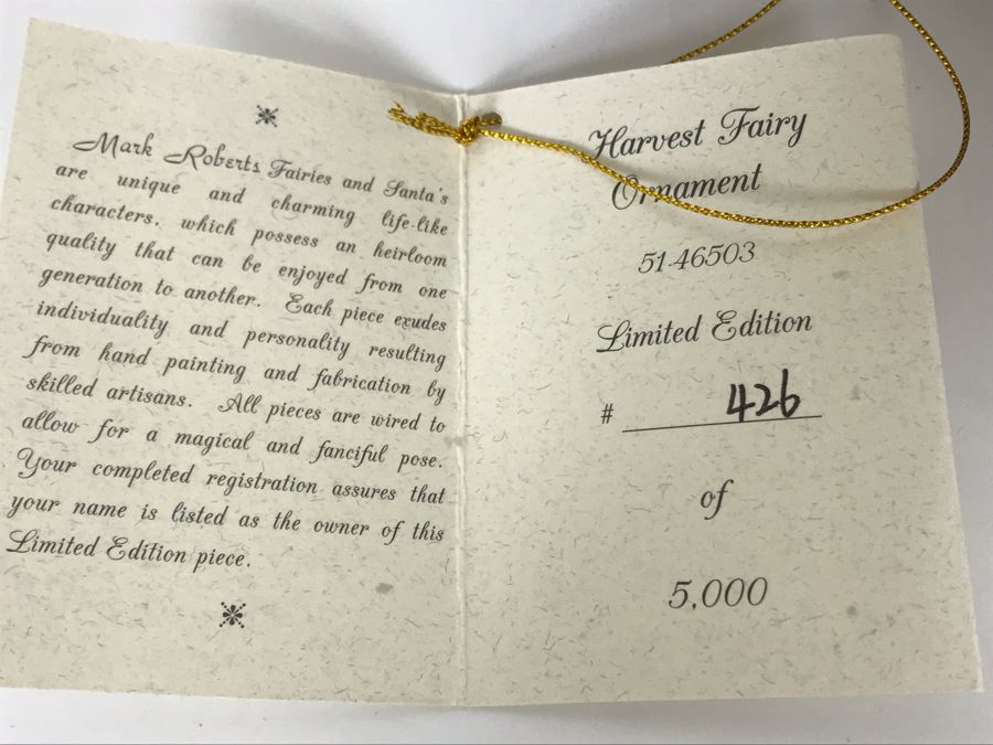 SIGNED Limited Edition Mark Roberts Fairy With Box 9.5H (Hand Signed In Pen By Artist) [Photo 8]