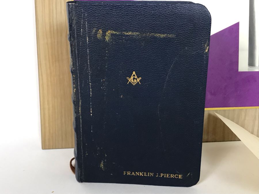 1933 Corona Lodge No. 324 Pasadena, CA Free And Accepted Masons Signed Acceptance Letter, 1922 Inscribed Freemason Bible And Freemason Laminated Poster Celebrating 100th Birthday Of Frank J. Pierce Member Of Corona Lodge No. 324 And Pasadena Lodge No. 272 [Photo 9]