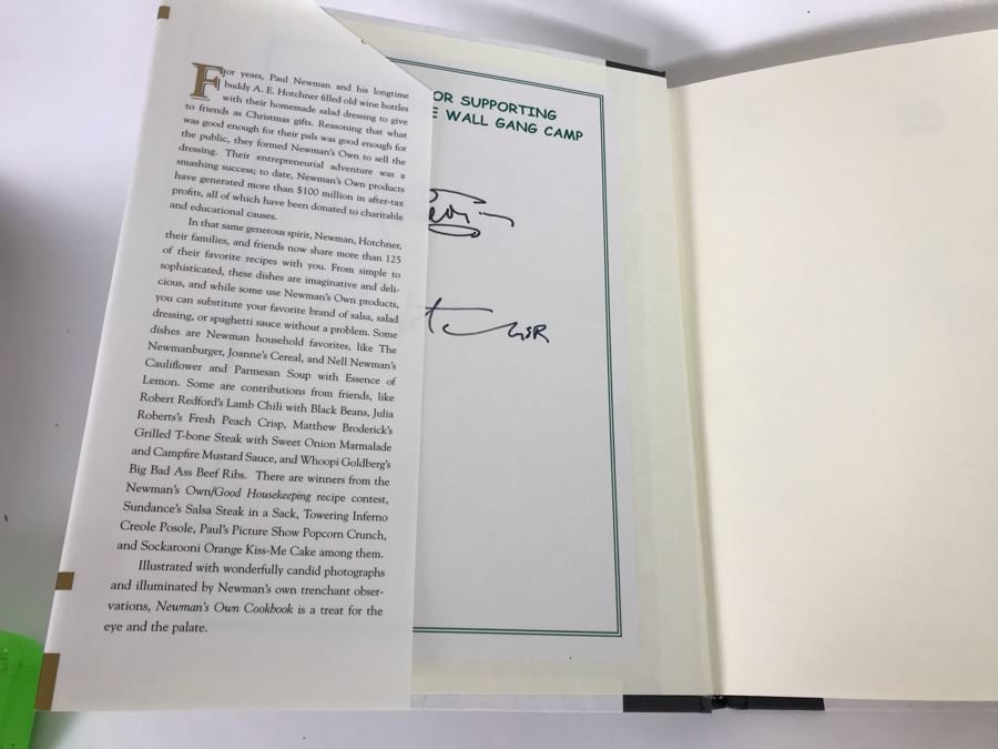 Signed Book Newman's Own Cookbook Signed By Paul Newman And A. E. Hotchner [Photo 3]