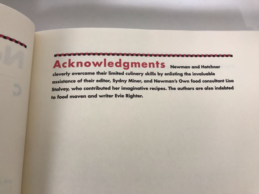 Signed Book Newman's Own Cookbook Signed By Paul Newman And A. E. Hotchner [Photo 8]