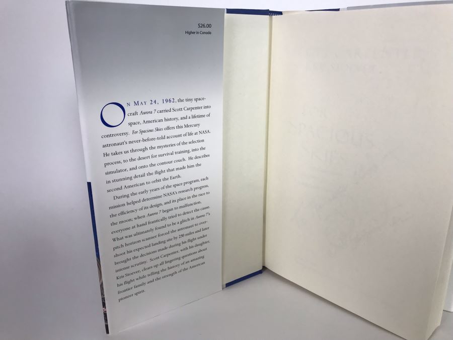 Signed Book For Spacious Skies Signed By Mercury Astronaut Scott Carpenter [Photo 3]