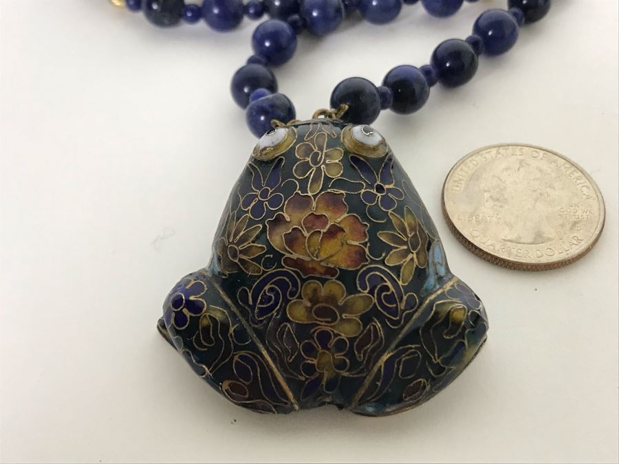 Cloisonne Figural Frog Pendant Necklace [Photo 4]