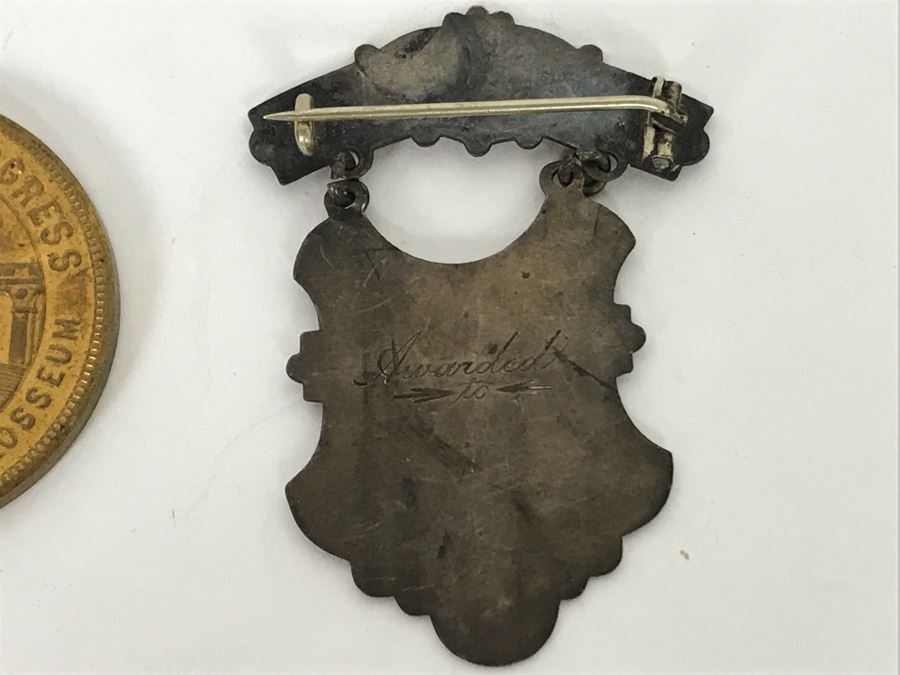 Medallion Awarded By The U.S. Treasury Department For Patriotic Service Made From Captured German Cannon, 1922 Pageant Of Progress Los Angeles Colosseum Token And Prohibition Prize Medal [Photo 10]