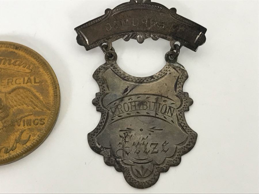 Medallion Awarded By The U.S. Treasury Department For Patriotic Service Made From Captured German Cannon, 1922 Pageant Of Progress Los Angeles Colosseum Token And Prohibition Prize Medal [Photo 3]