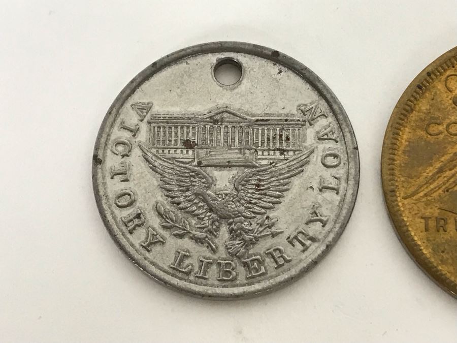 Medallion Awarded By The U.S. Treasury Department For Patriotic Service Made From Captured German Cannon, 1922 Pageant Of Progress Los Angeles Colosseum Token And Prohibition Prize Medal [Photo 6]