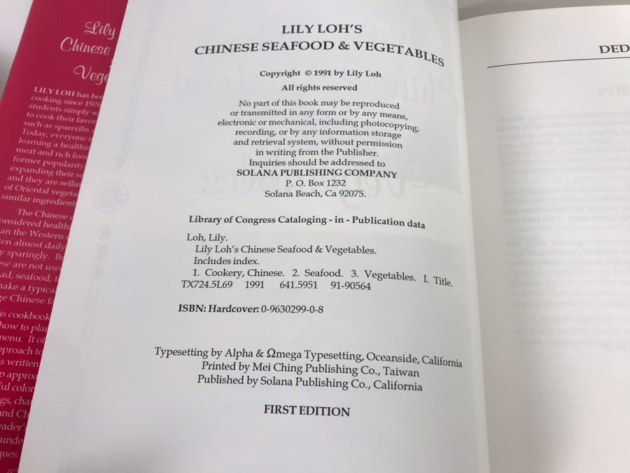 1991 Signed First Edition Cookbook - Lily Loh's Chinese Seafood & Vegetables [Photo 7]