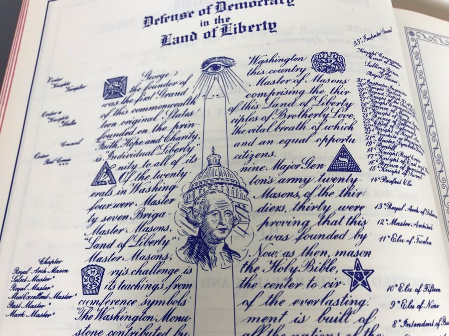 1951 Like New Large Masonic Holy Bible School And Library Reference Edition Red Letter Edition Hertel 10W X 12H X 2.5D [Photo 20]