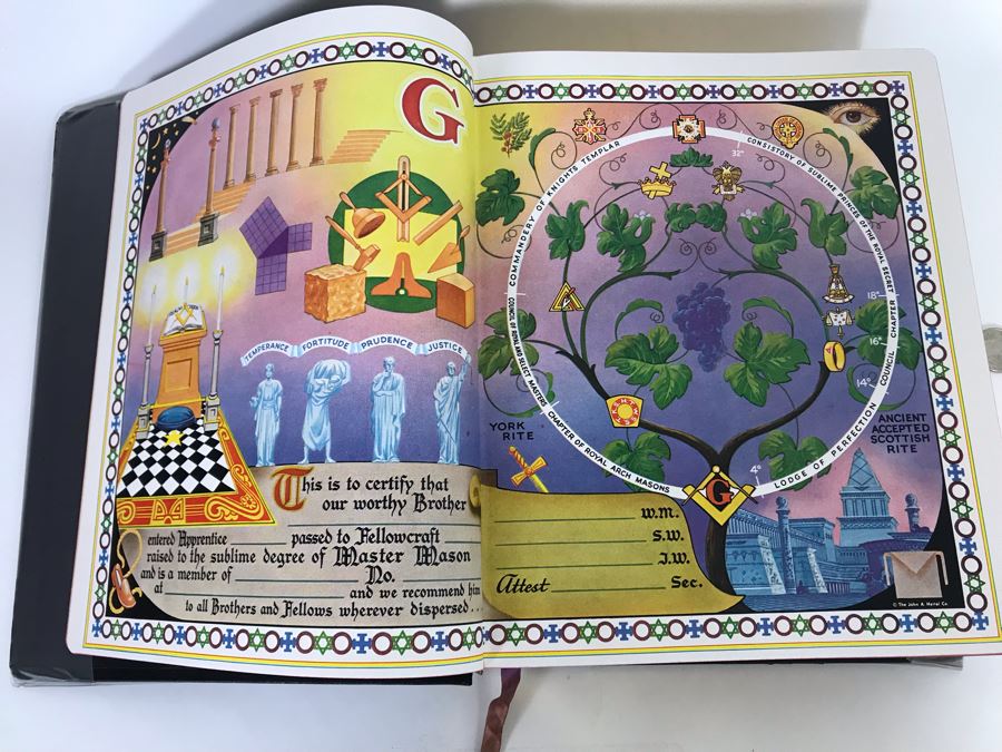 1951 Like New Large Masonic Holy Bible School And Library Reference Edition Red Letter Edition Hertel 10W X 12H X 2.5D [Photo 2]