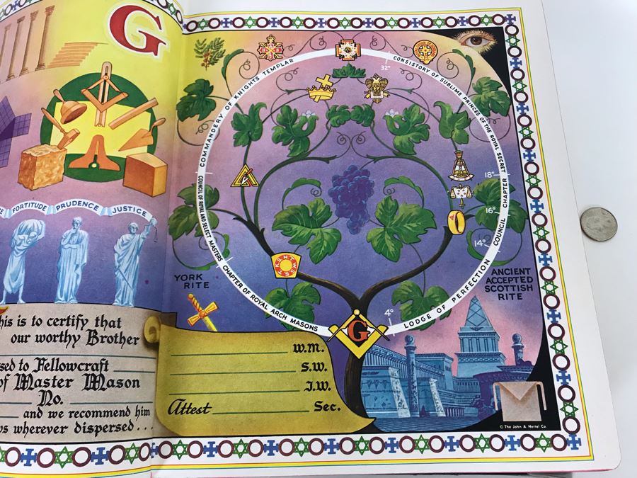 1951 Like New Large Masonic Holy Bible School And Library Reference Edition Red Letter Edition Hertel 10W X 12H X 2.5D [Photo 14]