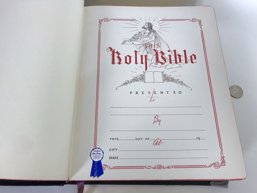 1951 Like New Large Masonic Holy Bible School And Library Reference Edition Red Letter Edition Hertel 10W X 12H X 2.5D [Photo 8]