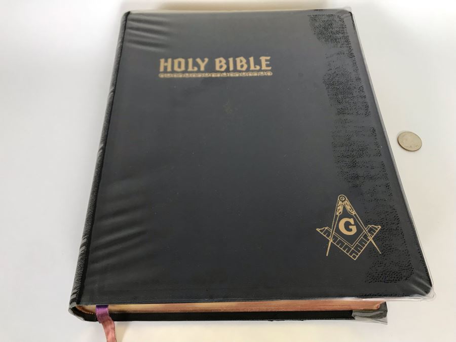 1951 Like New Large Masonic Holy Bible School And Library Reference Edition Red Letter Edition Hertel 10W X 12H X 2.5D [Photo 3]
