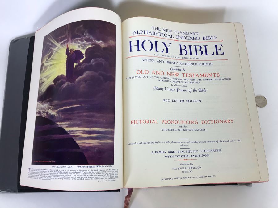 1951 Like New Large Masonic Holy Bible School And Library Reference Edition Red Letter Edition Hertel 10W X 12H X 2.5D [Photo 9]
