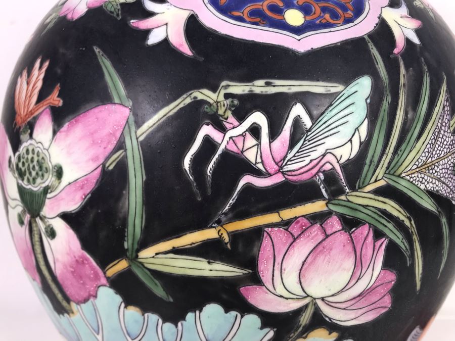 Large Chinese Lidded Porcelain Jar Made In Hong Kong 20H X 12W [Photo 5]