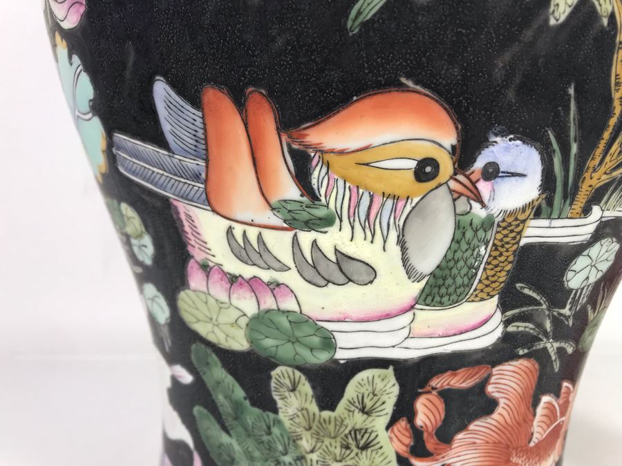 Large Chinese Lidded Porcelain Jar Made In Hong Kong 20H X 12W [Photo 11]