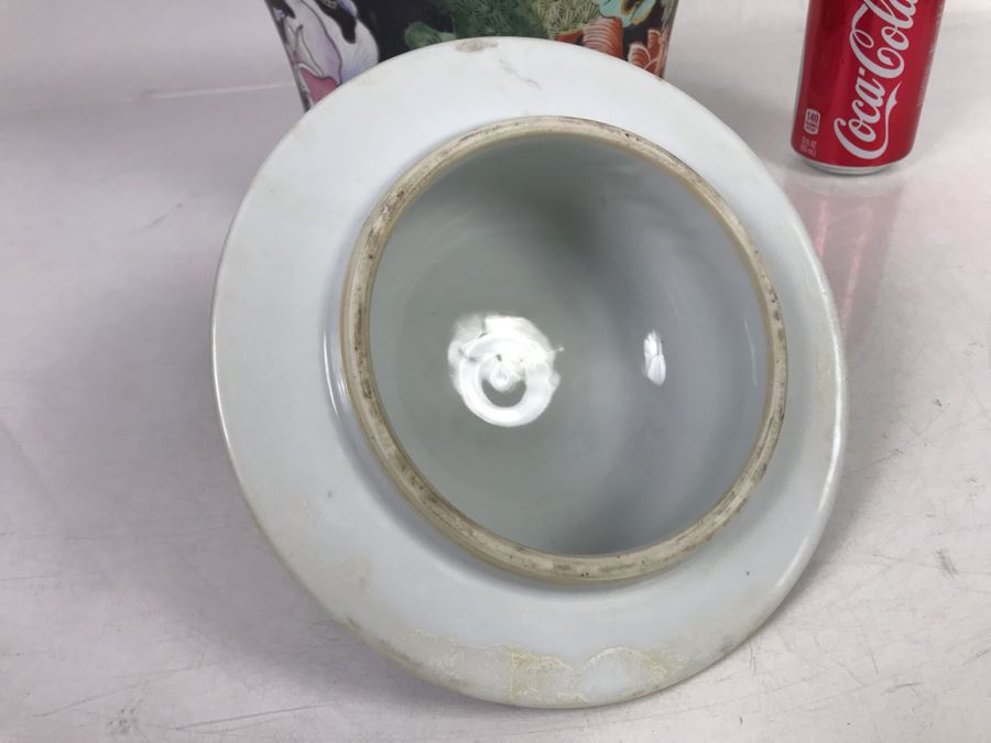 Large Chinese Lidded Porcelain Jar Made In Hong Kong 20H X 12W [Photo 19]