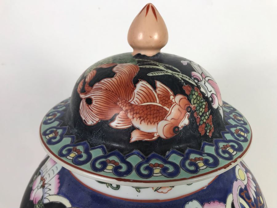 Large Chinese Lidded Porcelain Jar Made In Hong Kong 20H X 12W [Photo 17]